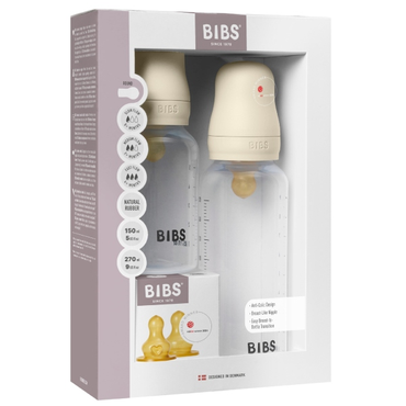 BIBS grow and flow baby bottle sutteflasker ivory sampak
