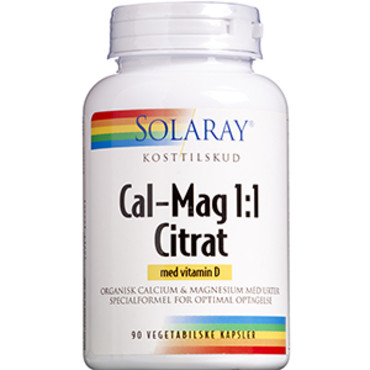 Solaray Cal-Mag 1:1 Citrat med D-Vitamin